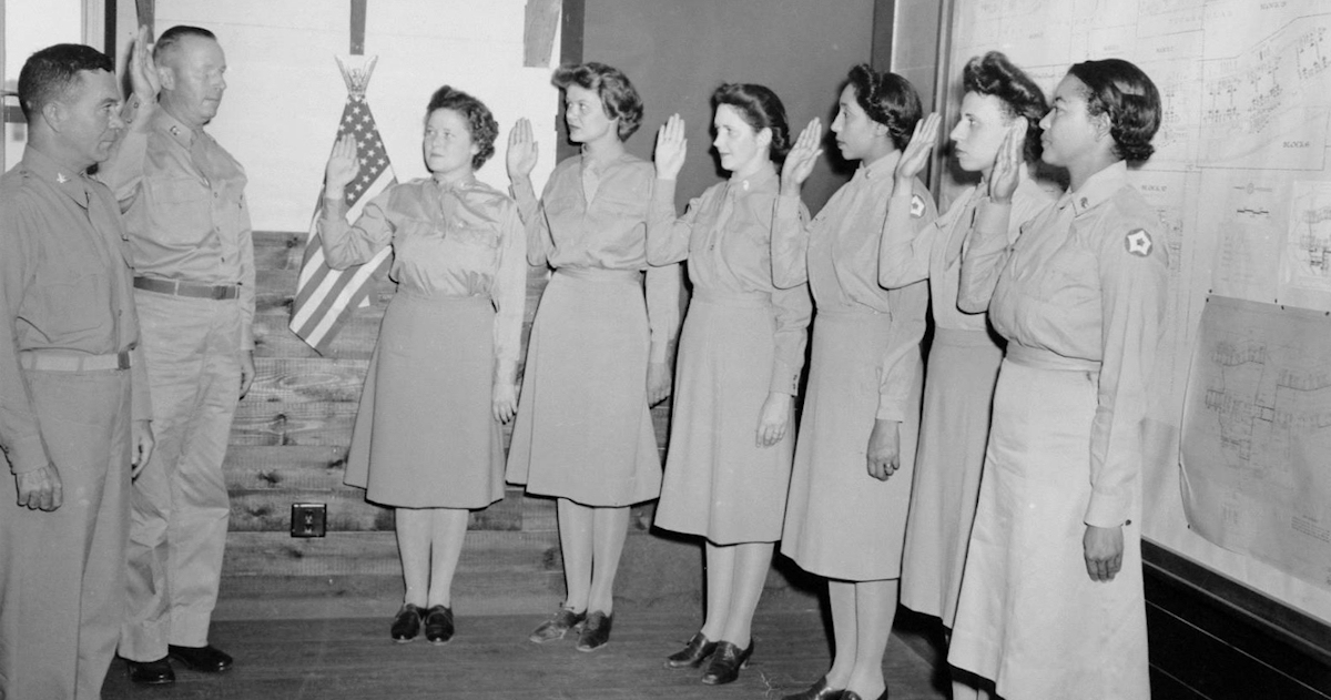 Swearing In of Six WAC Officers during WWII – Women of World War II