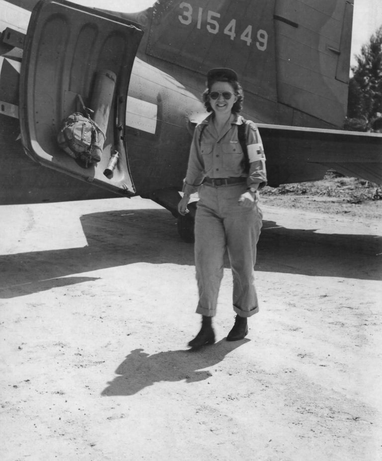 Flight Nurse Leaving Transport Plane – Women of World War II